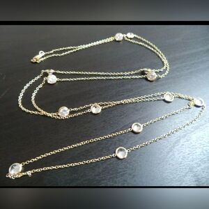 VINTAGE UNSIGNED SWAROVSKI GLASS WINDOW PANE 41" NECKLACE